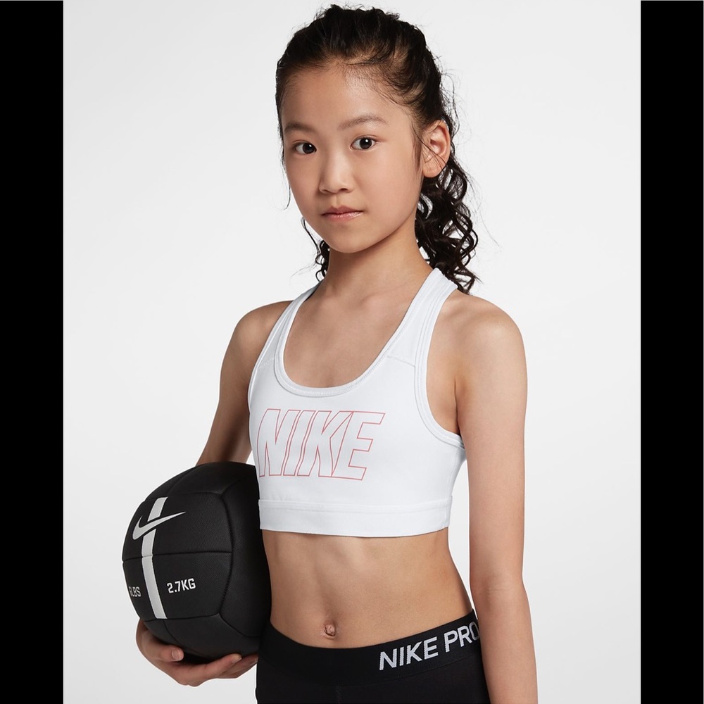 White Nike Pro Little Girls Bra